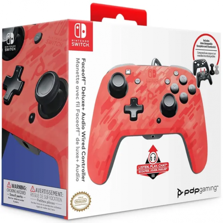 NINTENDO PDP Controller Faceoff Deluxe+ Audio con Cavo Switch - Rosso